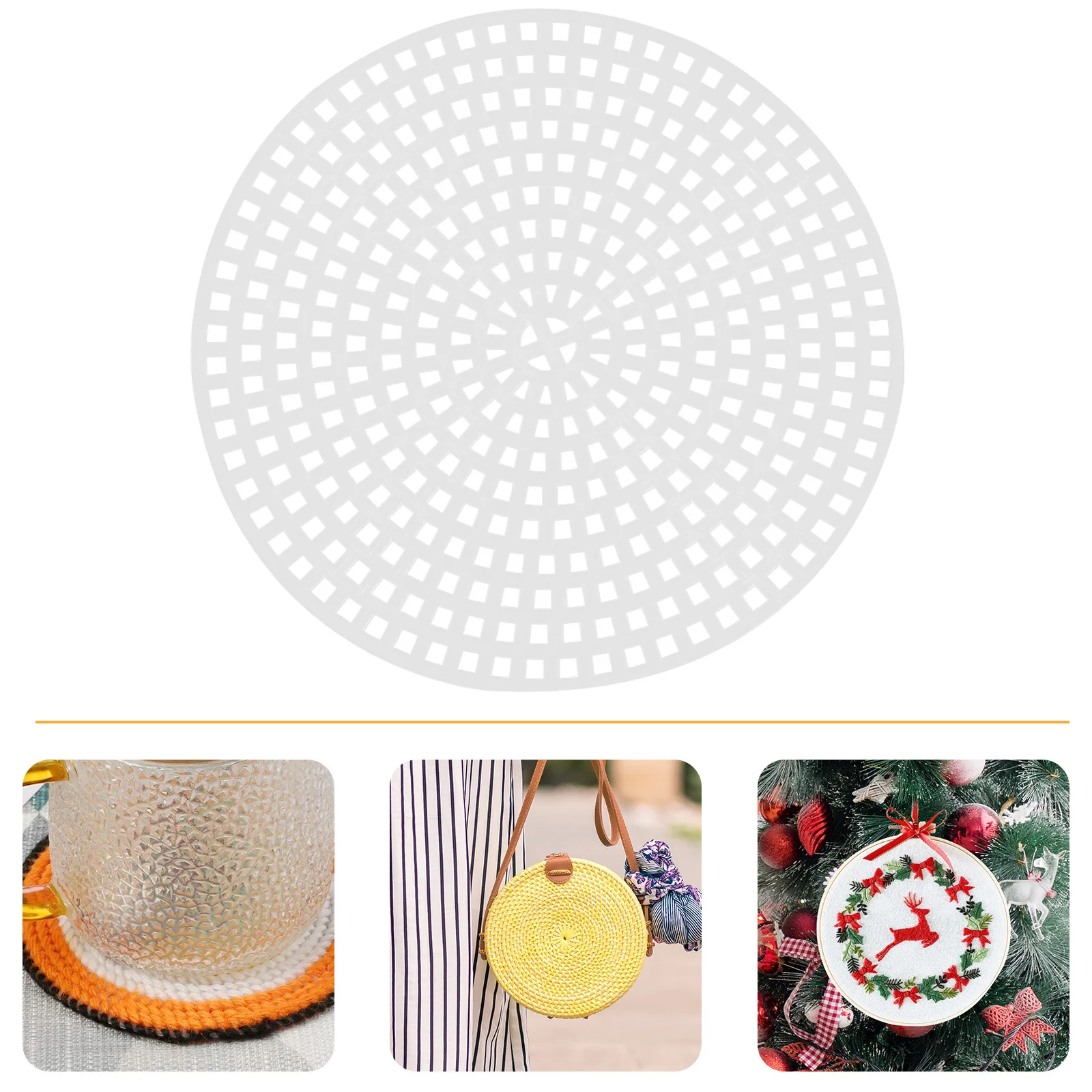 

30pcs Round Cross Stitch Mesh Plate 7.7Cm Cuttable Diy Plastic Grid Sheet For Bag Bottom Lining 3D Embroidery Craft White