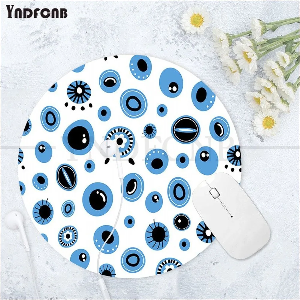 YNDFCNB Lucky Evil Eyes Round Custom Skin Desktop Desk Mat Kawaii Accessories Students Writing Pad Mouse Pad for PC Mouse Carpet