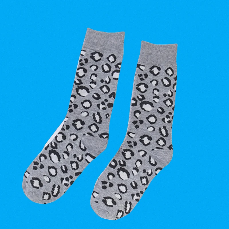 Calcetines de algodón con estampado de leopardo para mujer, medias de tubo medio, a la moda, primavera y otoño, 5/10 pares