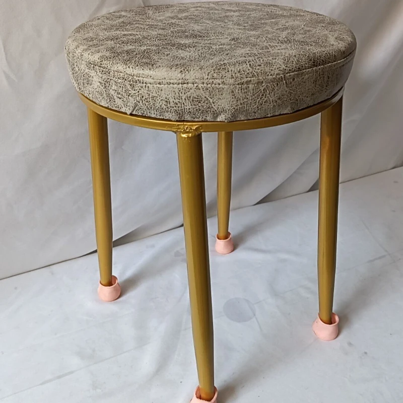 Scandinavian Makeup Stool with Velvet Cushion & Sturdy Metal Legs Space-Saving Stackable Dressing Seat for Salon Bedroom Decor