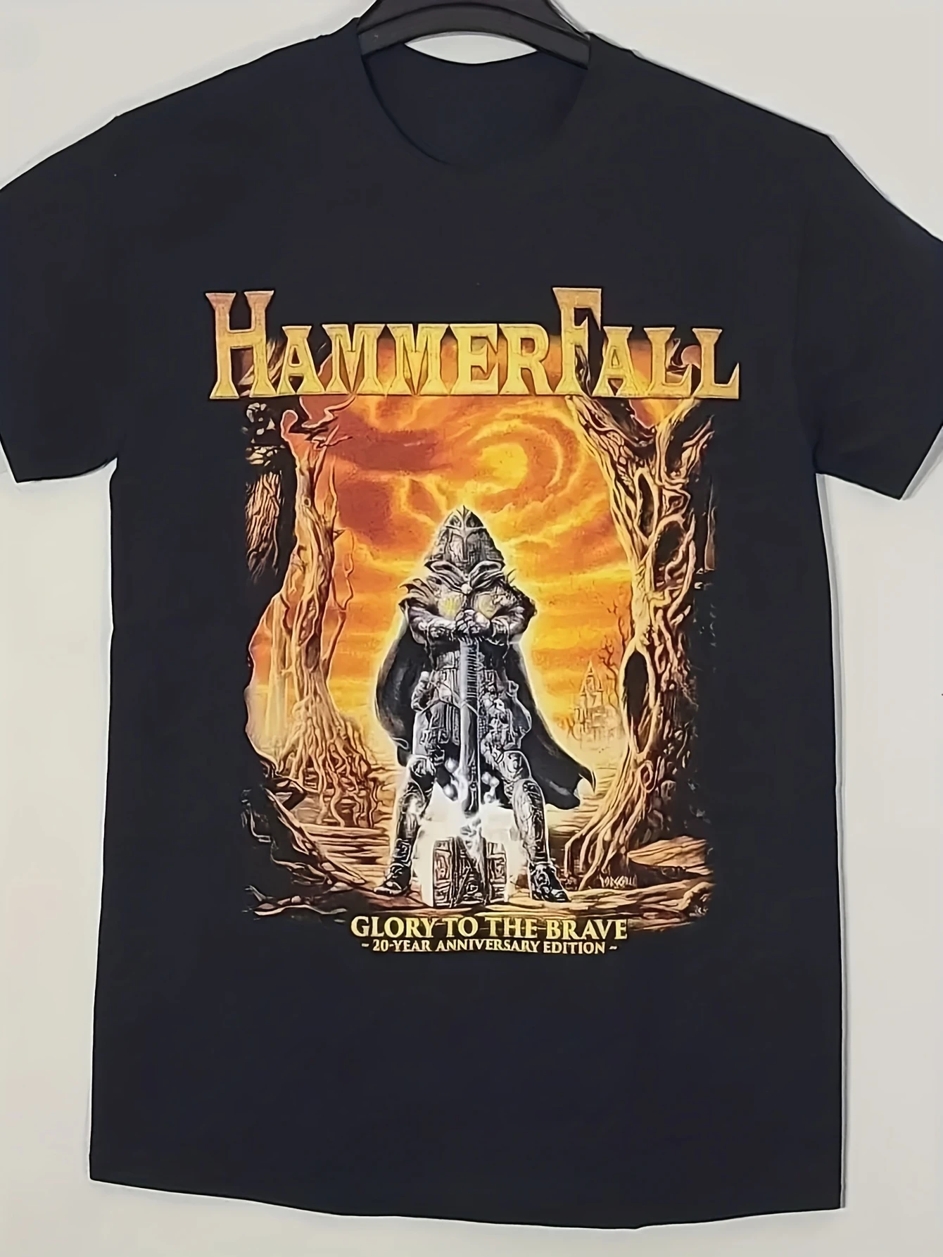 HAMMERFALL Band T-shirt - Retro Black T-shirt with Iconic Logo Print, Heavy Metal Fan Outfit, Suitable for All Seasons