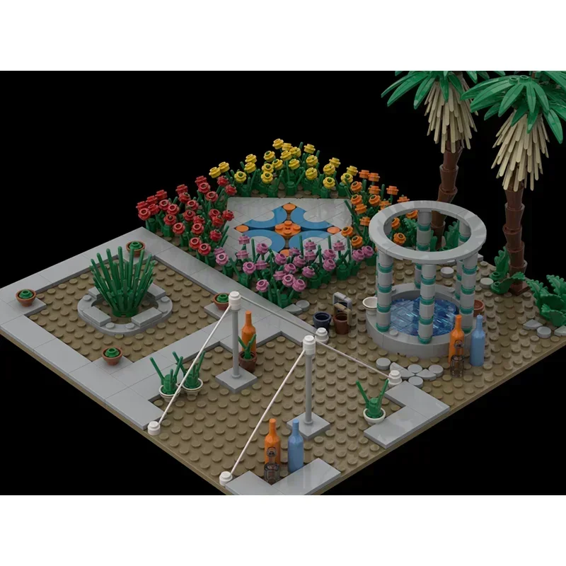 

Модель Street View Moc Building Block Модульный старый фонтан и сады Модель Технология Кирпич DIY Сборка Игрушка Праздничные подарки
