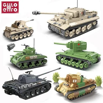 Military Tanks Series GU011 German 131 LT-38 M4A1 Panther Tank Soldier Building Blocks WW2 Bricks Army Kids Children Toys Gifts