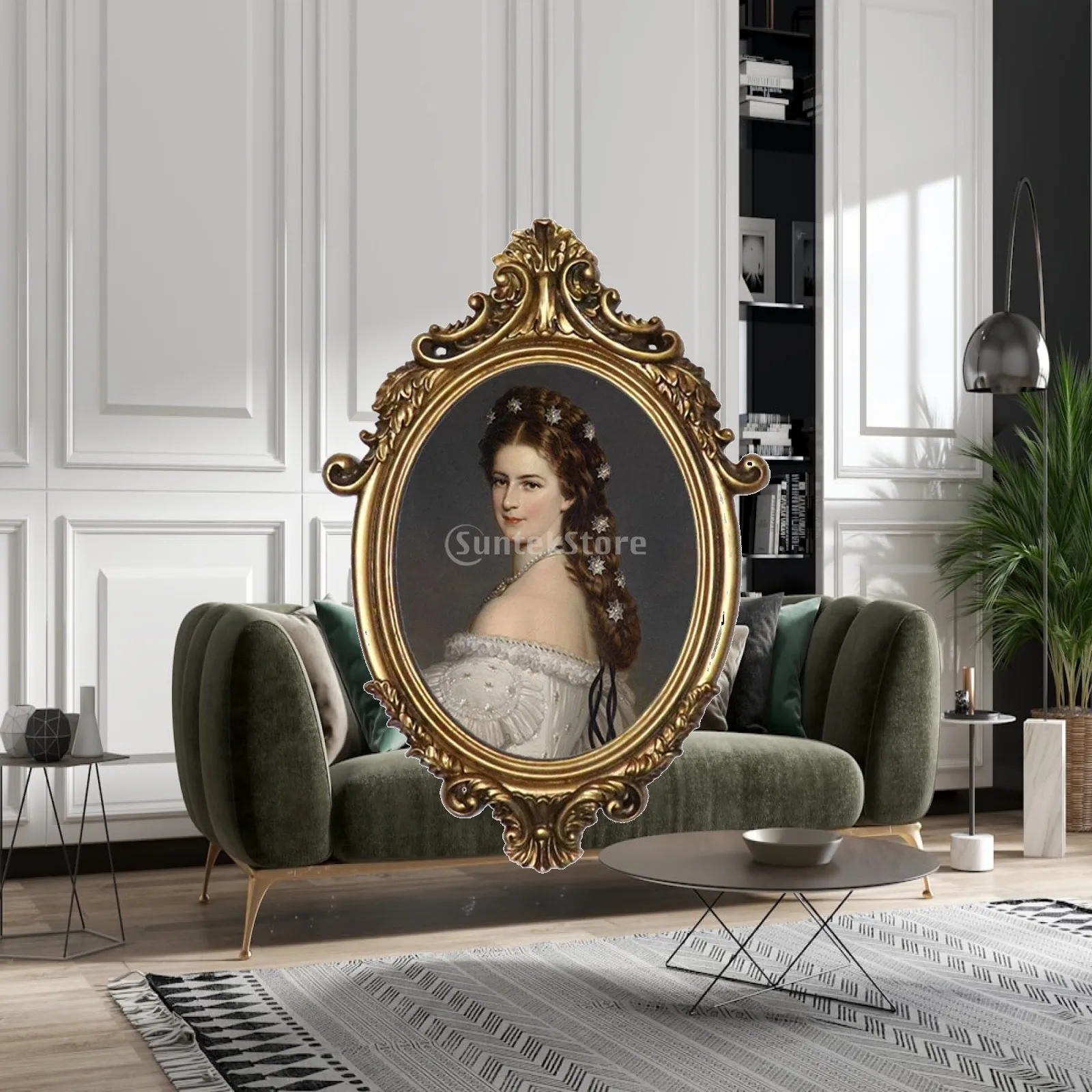 Oval Shaped Picture Vintage Baroque Photo Home Decorative, Luxury Photo Display, Wall Mounting