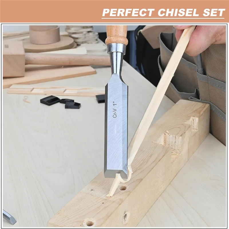

A21Q-4 шт. Набор долот по дереву для деревообработки, настольные долота со скошенными краями из хром-ванадиевой стали с крышкой, ударопрочная ручка из бука