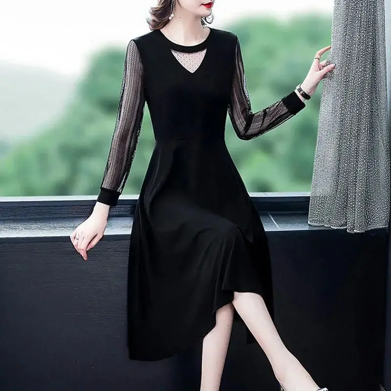 Women's Elegant Fashion French Retro Lace Dress Spring Summer 2024 New Medium Length Slim Bottomed Skirts Ladies Brazil Dresses