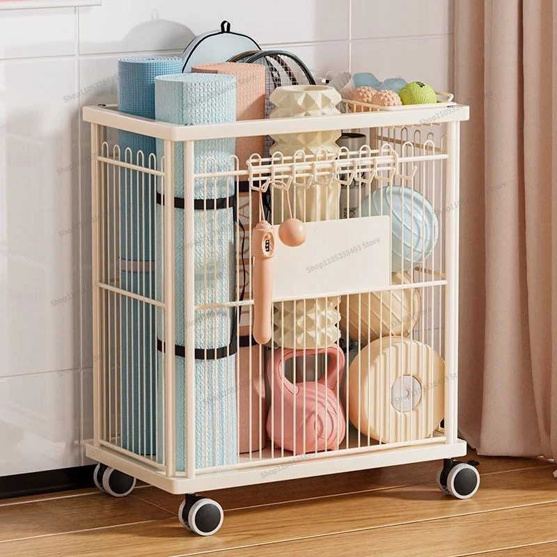 For Rotating Movable Yoga Mat Multi-purpose Trolley Organizing Cart Storage Rack Home Fitness Equipment Storage Basket