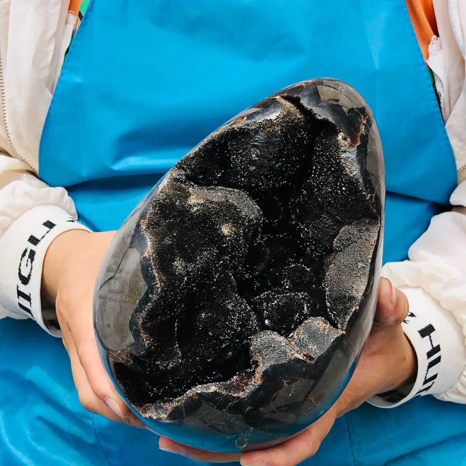 Piedra Natural con forma de huevo y Tortuga para decoración del hogar, cristal de dragón, grieta Mineral, regalo curativo para pasillo y oficina