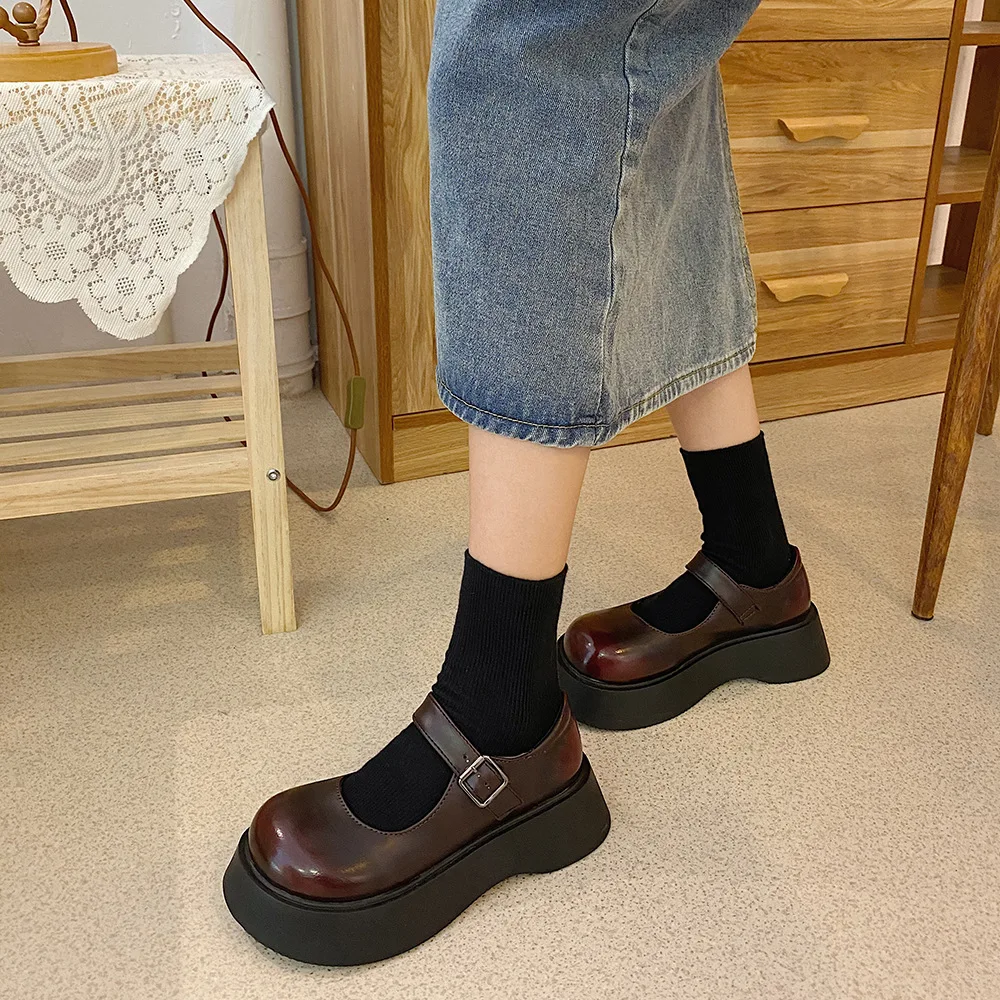 Shoes Woman Flats Oxfords Clogs Platform Dress New Leather Retro Creepers Summer Rome Med Rubber PU Mary Janes Basic Spring