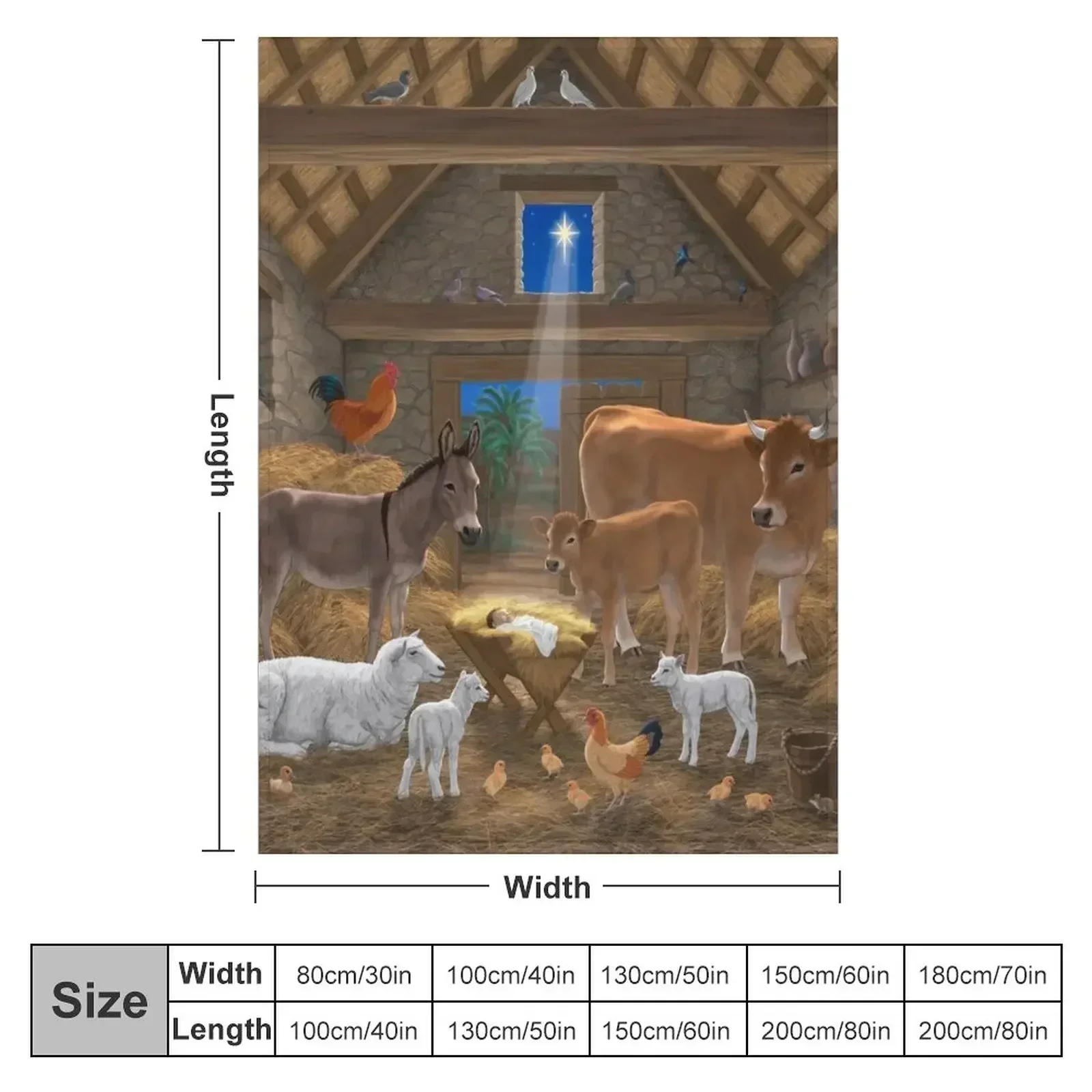 Baby Jesus In Manger Christmas Nativity Scene Throw Blanket couch cozy soft plush fuzzy picnic outdoor blanket