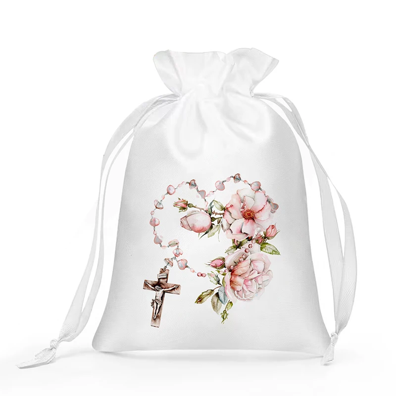5pcs flower rosary bags boy girl 1st First Holy Communion Baptism Christening baby shower Easter Confirmation decoration gift
