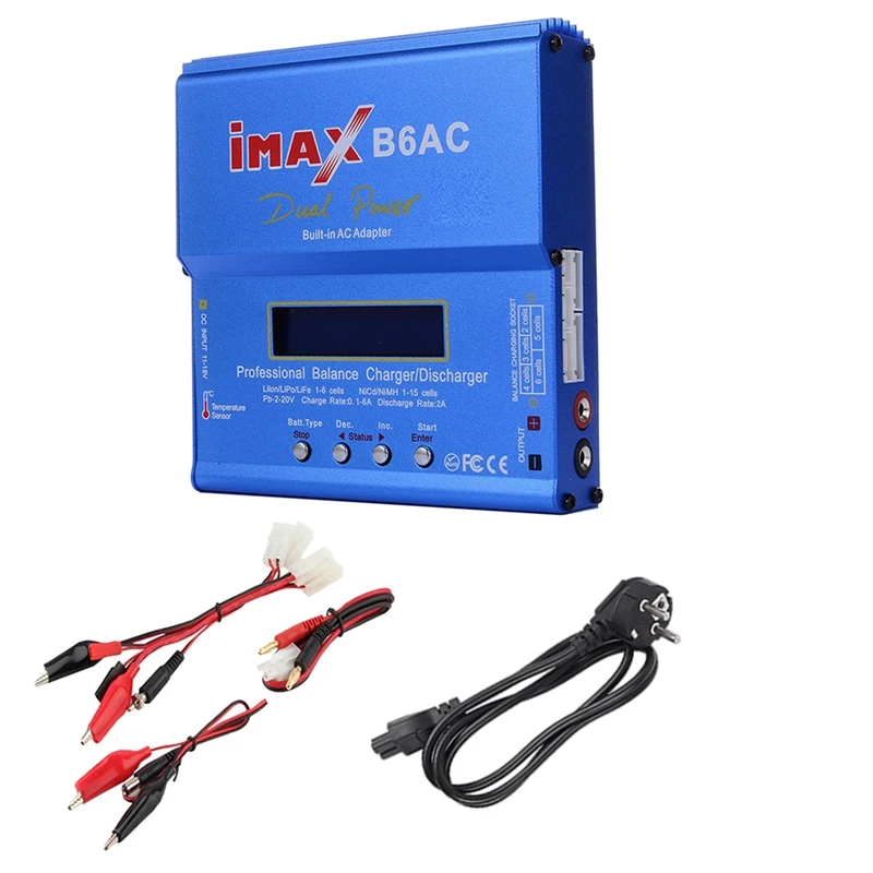 

For IMAX B6AC 80W RC Balance Charger+Tamiya Cable Digital Li-Ion Life Nimh Nicd PB Lipo Battery Discharger EU Plug Durable