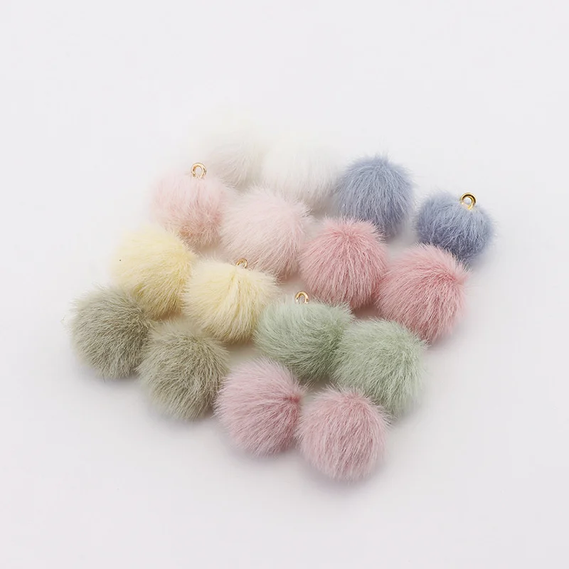 10pcs Plush Fur Cover Ball Beads Charms Cute Bead Pendant for DIY Jewelry Making Accessories Handmade Earring Bracelet