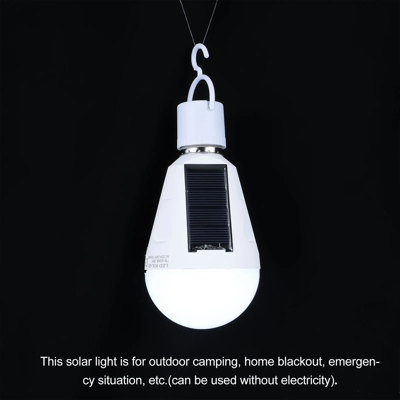 

2Pcs E27 Solar Garden Lights 7W LED Bulb Emergency Light with Hook Outdoor Camping Home Solar Powered Emergency Light
