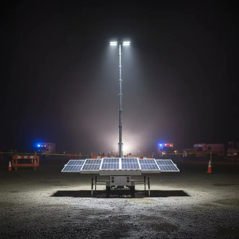 Customized 12M Mast Height Renewable Energy Mobile Solar Light Tower Trailer for Outdoor Emergency Rescue