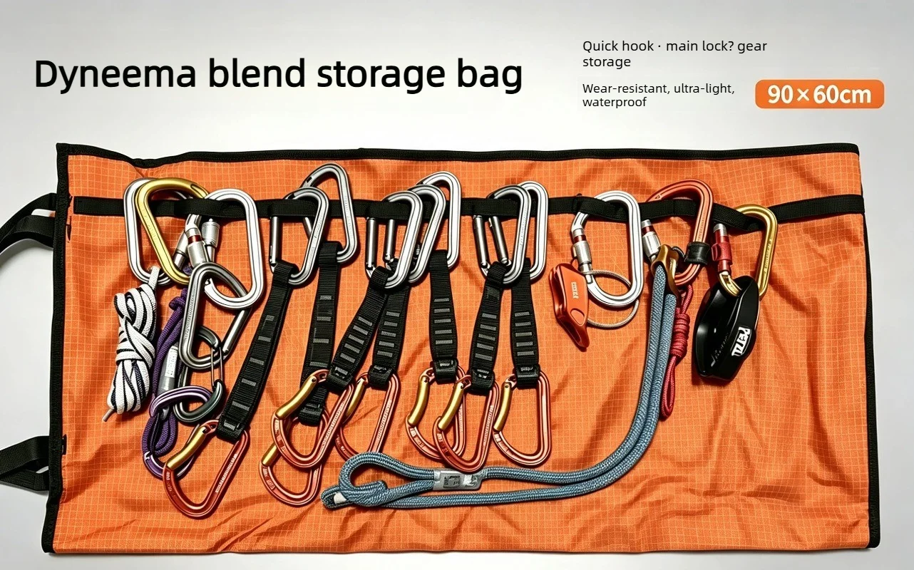 Dyneema Blend Climbing Quickdraw Storage Bag,Ultra Light Tear Resistant Gear Organizer Mat for Carabiner&Equipment Storage
