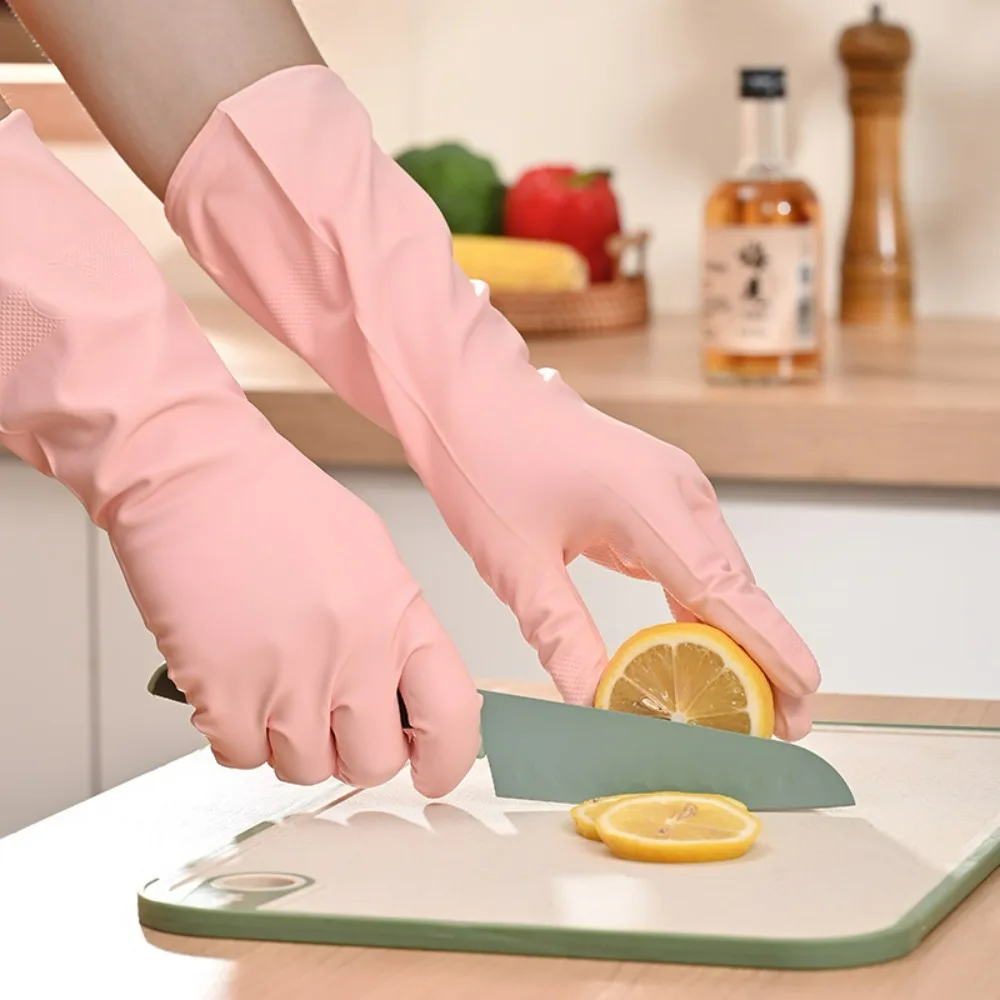 Durable Fitted Nitrile Household Gloves Waterproof Rubber Cleaning Gloves for Kitchen Dishwashing Laundry & Household Chores