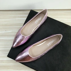 Appartamenti da donna brillanti nero argento rosso scarpe da sposa tacco piatto punta a punta Slip on estate autunno scarpe Casual 33-44 bella qualità