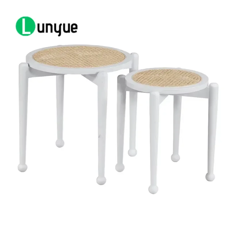 Colorful Rattan Coffee Table Set With Sturdy Metal Legs Modern Living Room Furniture Durable Stylish Home Decor
