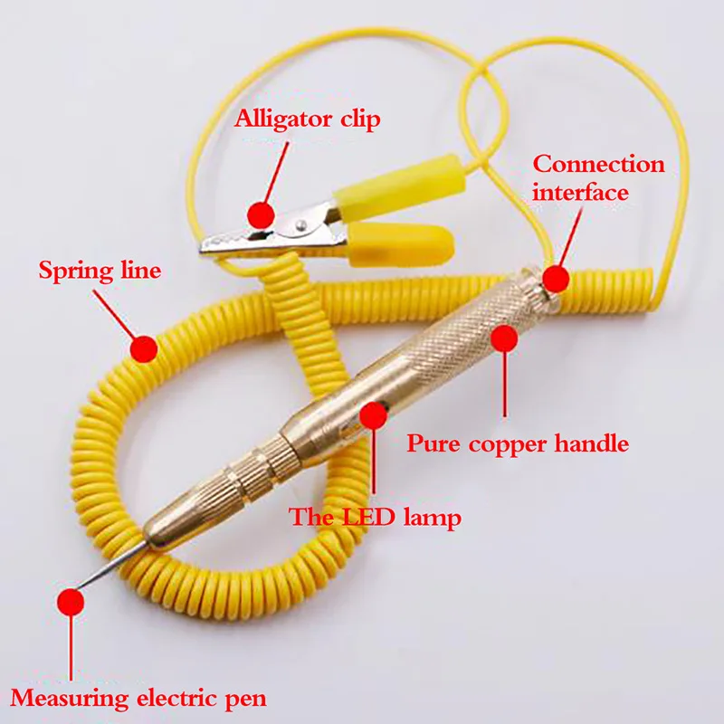 1Pc DC Circuitry Voltage Tester Auto Car Lamp Circuit Tester Probe 6v/12v/24v Circuits Tests Pen Electrician Diagnostic Tools