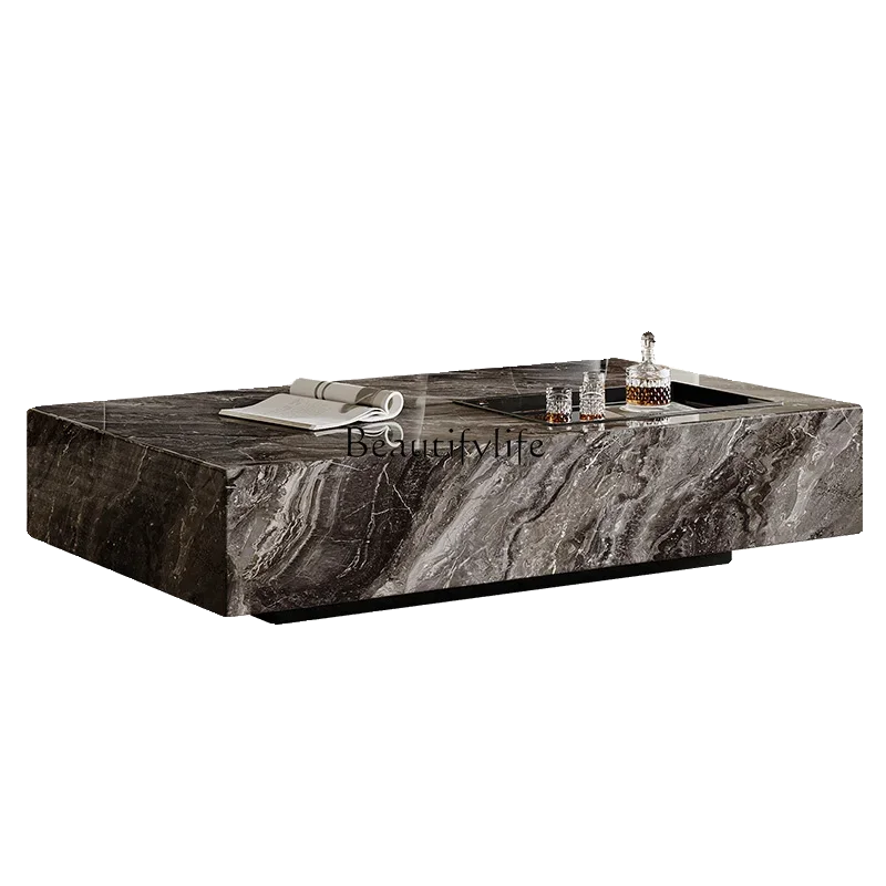 New Italian minimalist rectangular floor coffee table small apartment slate
