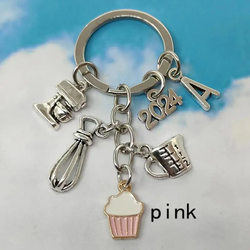 New A-Z Letter Fashion Kitchen Key Chain Recipe Cake Baking Accessories Charming Chef Bread Manufacturer Cake Key Chain