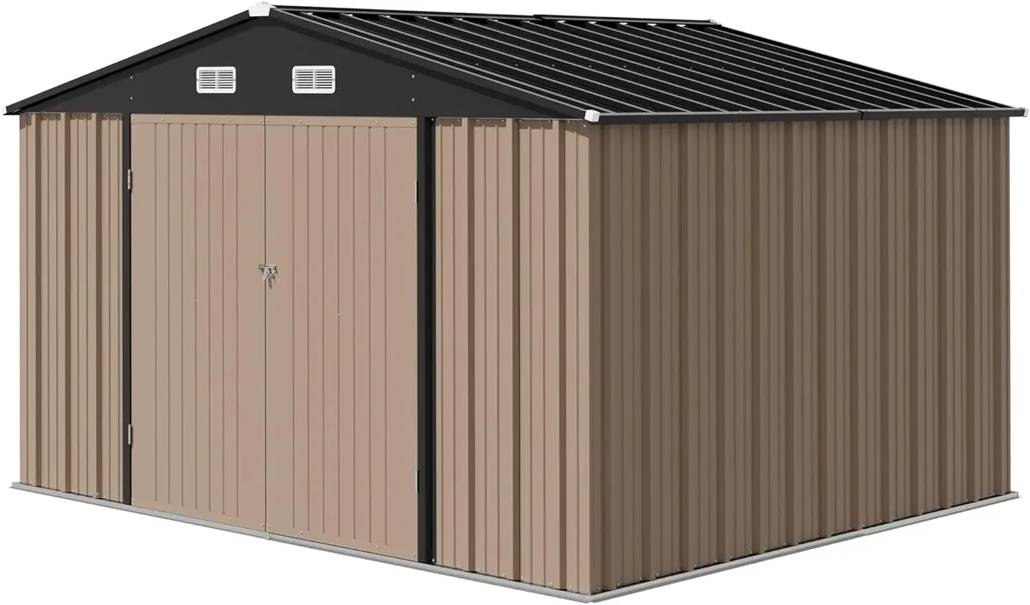 8 x 10 FT Outdoor Storage Shed, Metal Sheds & Outside Tools House for Patio Garden Brown