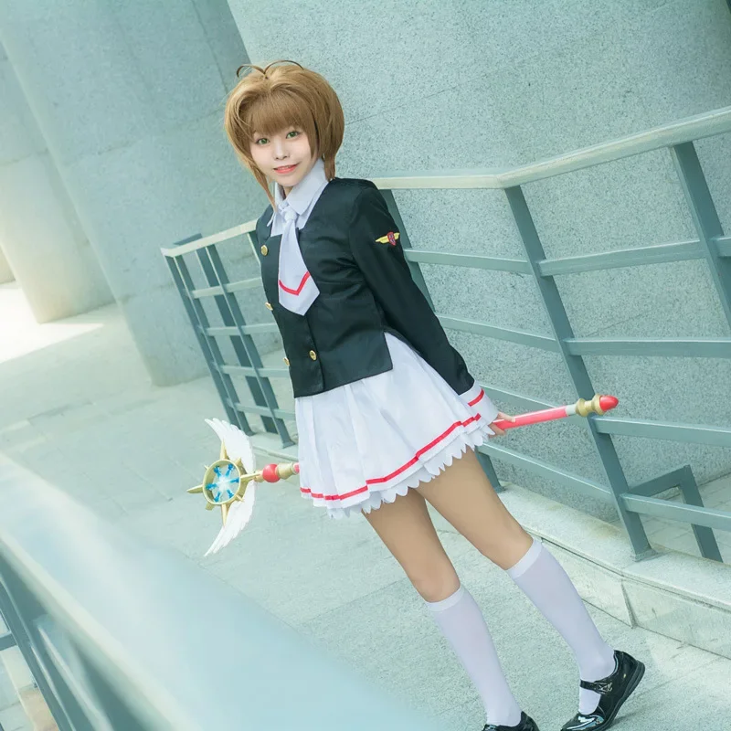 New Cardcaptor Sakura Clearcard Cosplay Costume Kinomoto Sakura Tomoyo Daidoji Cosplay Costume School Uniform Cosplay