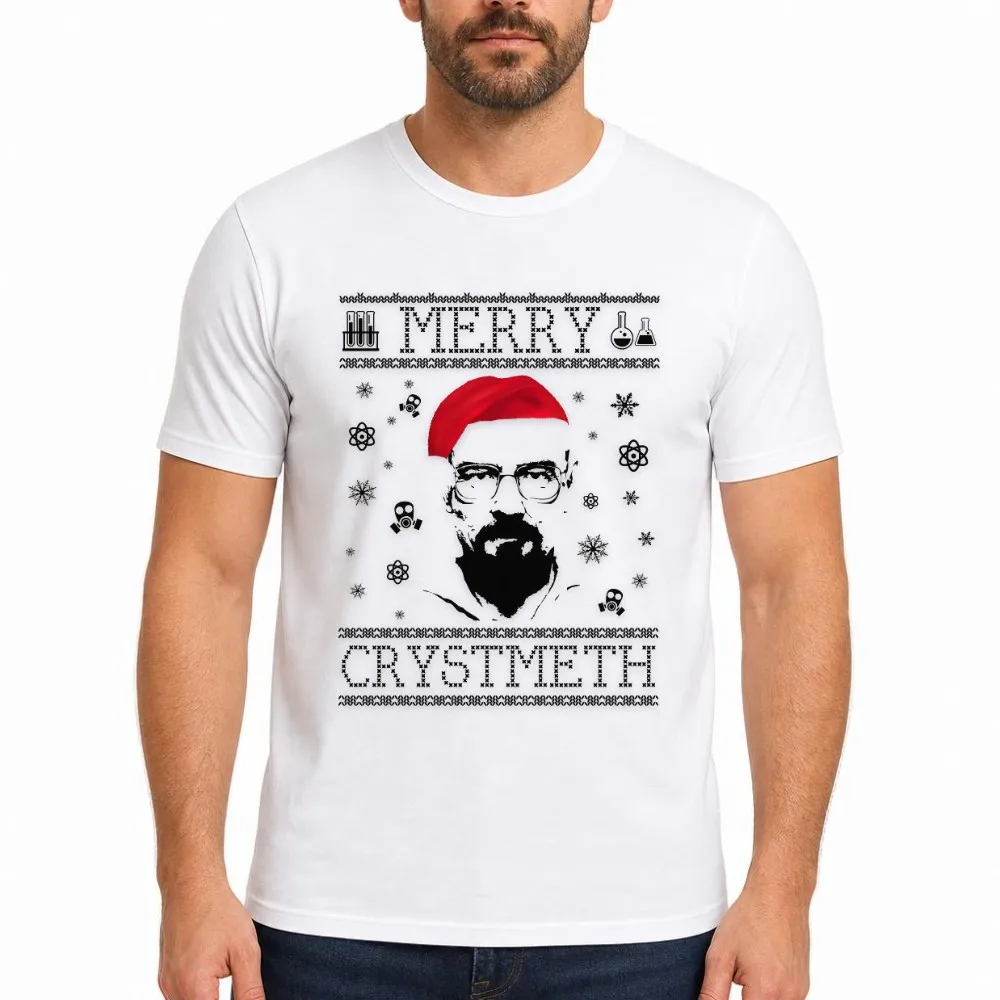 Men T Shirt Heisenberg Chemical Teacher Christmas Graphic Funny Science O Neck Short Sleeve Holiday Wear Tops