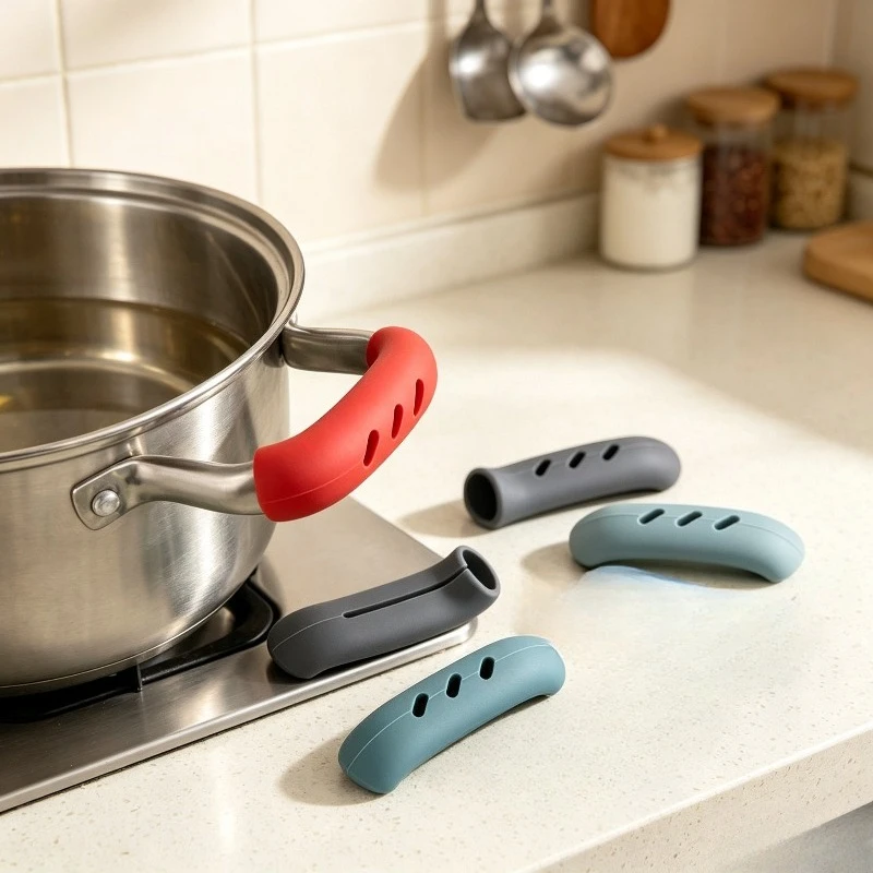 Multi-color Silicone Anti-burn Pot Handle Sleeve Heatproof Non-slip Cover Fit Casserole Stewpan for Home Cooking Use