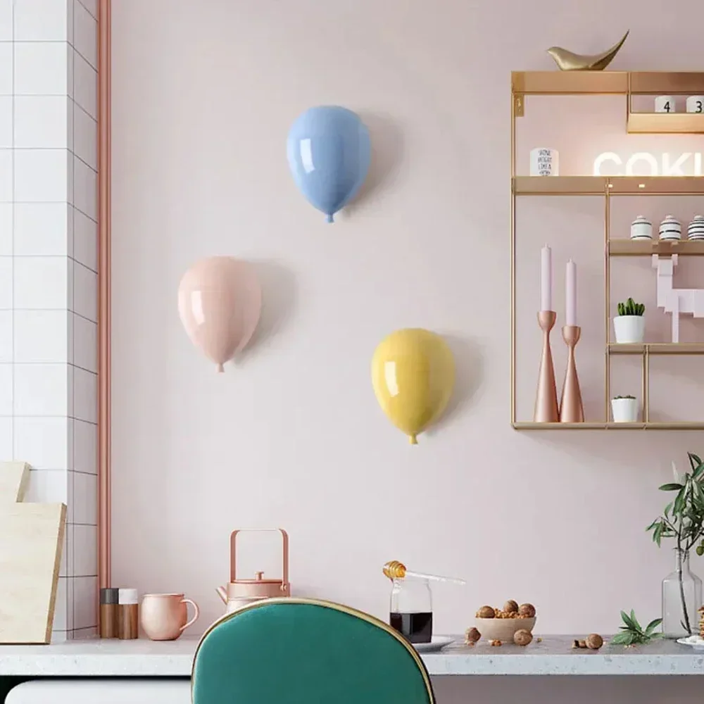 Wall-Mounted Ceramic Balloon - Hanging Sculpture for Children's Room, Simple Home Decor & Creative Gift Decoration!