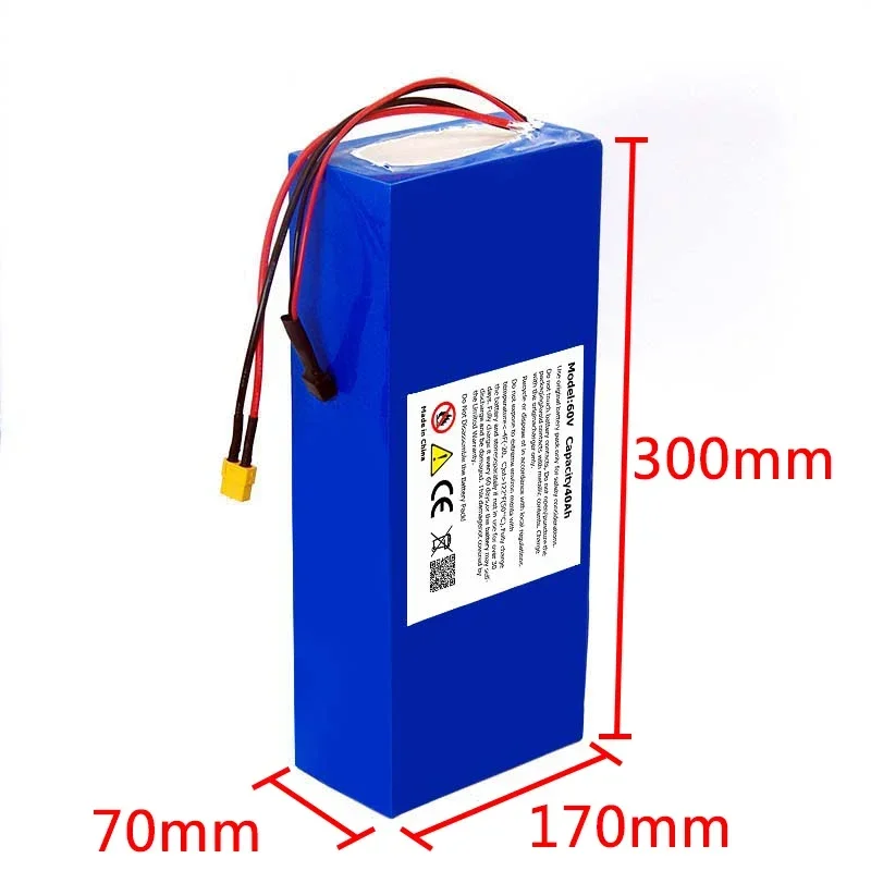 60V 40AH Electric Bike 18650 Battery for Scooter Motorcycle 67.2V 3000W rechargeable battery with same port BMS+3A charger