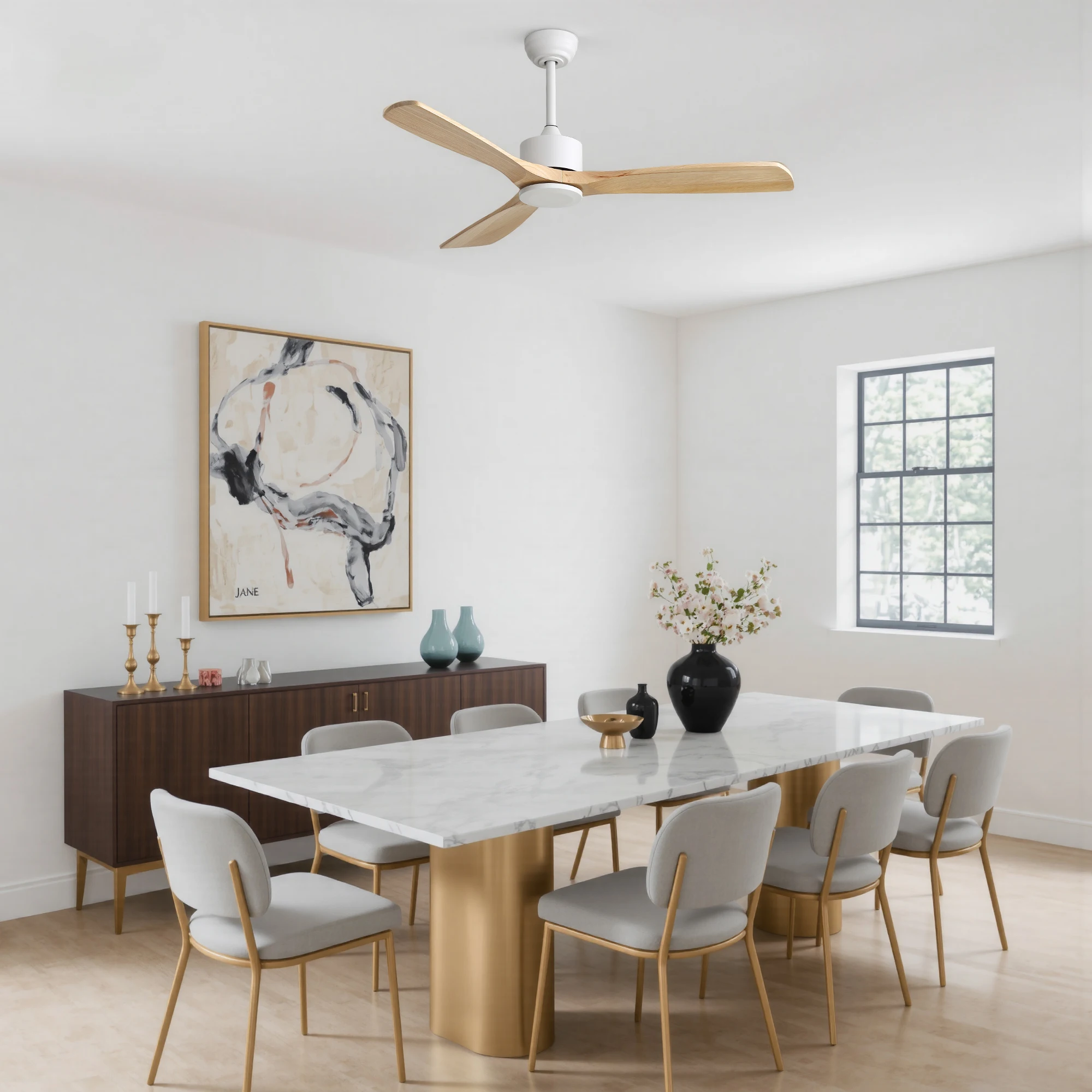 Sofucor 52 Inch Modern indoor ceiling fan light With 6-Speed High Wind Speed With Remote Control for Home