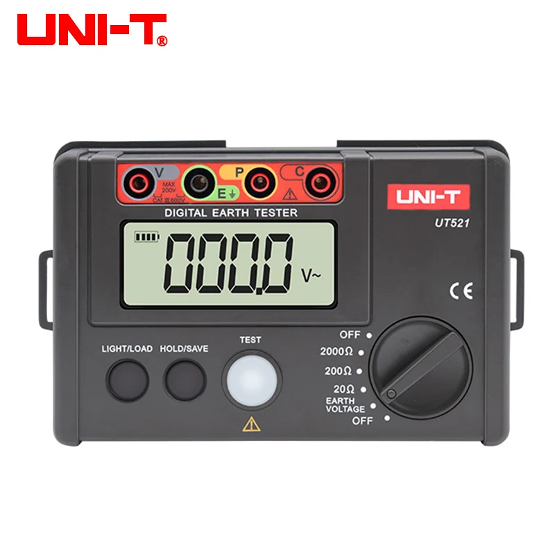 UNI-T UT521 Digital Earth Resistance Tester Digital Display 0-200V 0-2000 ohm Ground Earth Resistance Voltage Meter Tester