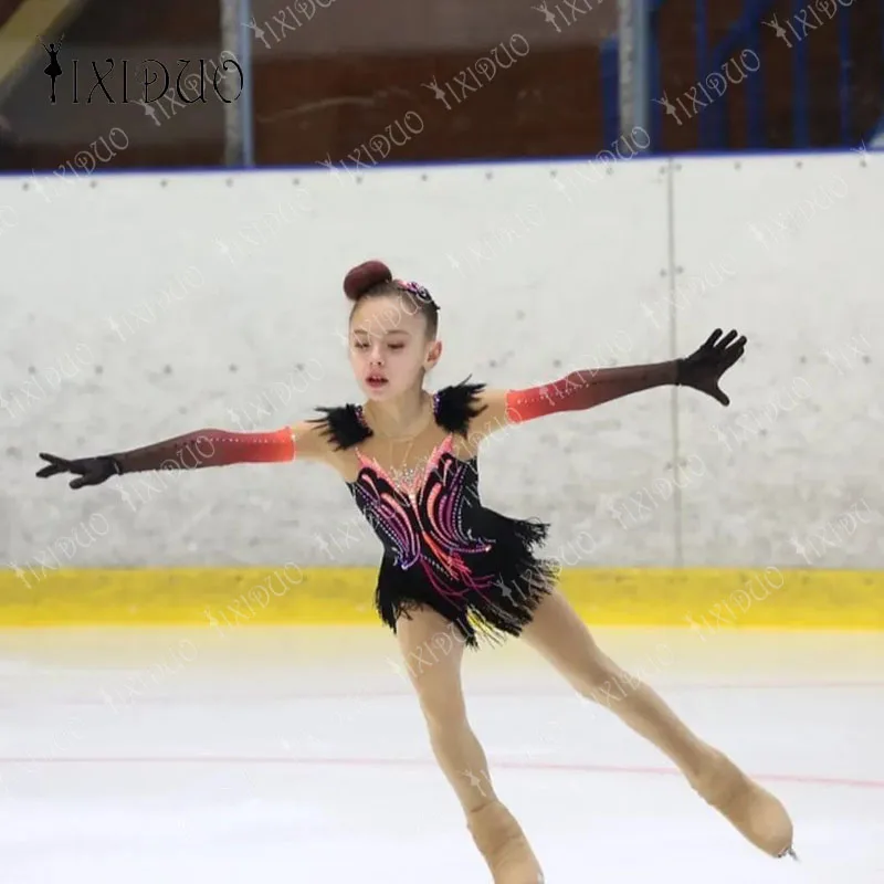 Woman Figure Skating Dress Customized Competition Ice Skating Skirt for Girl Women Kids Patinaje Gymnastics Performance S-XL