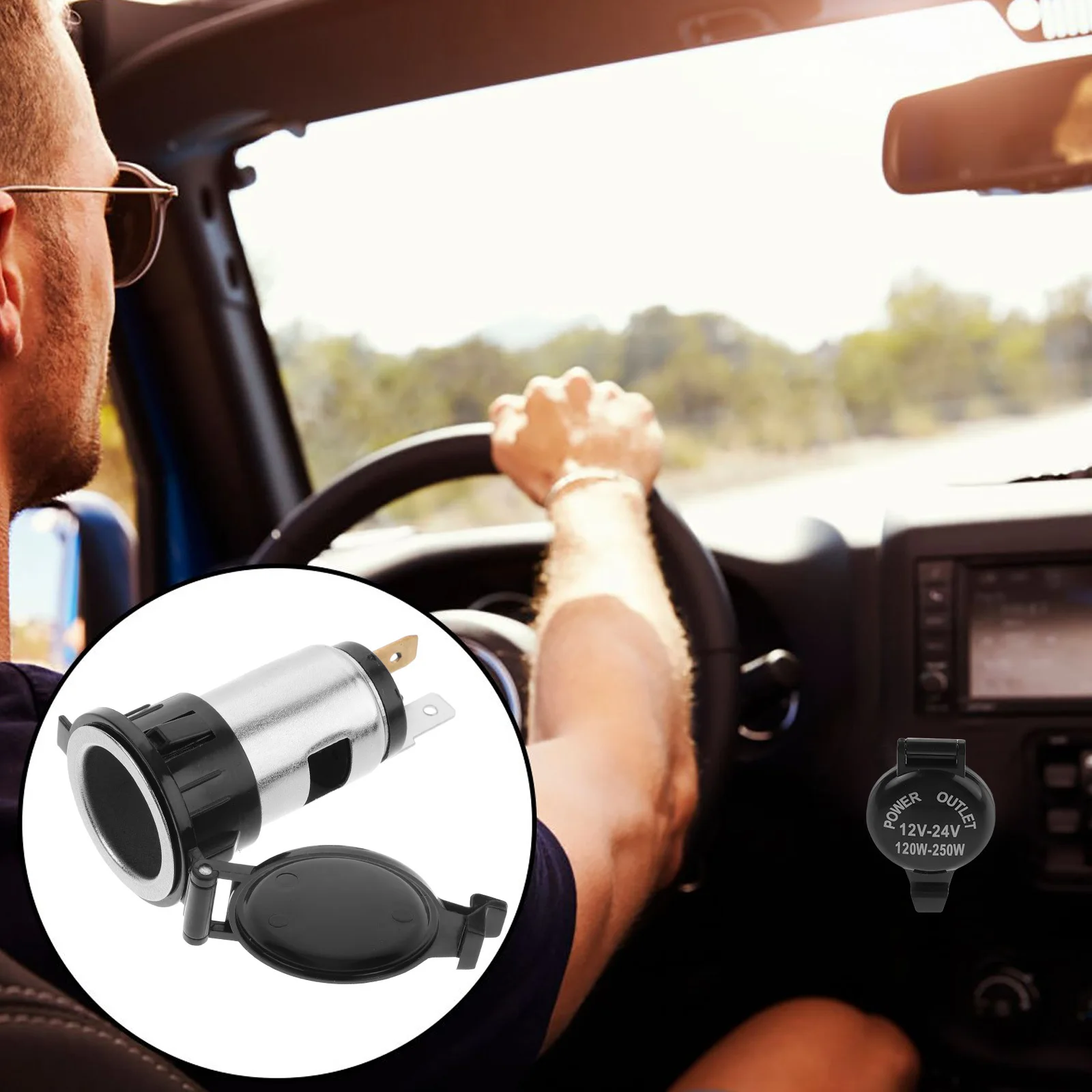 

12V 120W Car Motorcycle Cigarette Lighter Socket Black Silver Environmentally Friendly Car Cigarette Lighter Socket