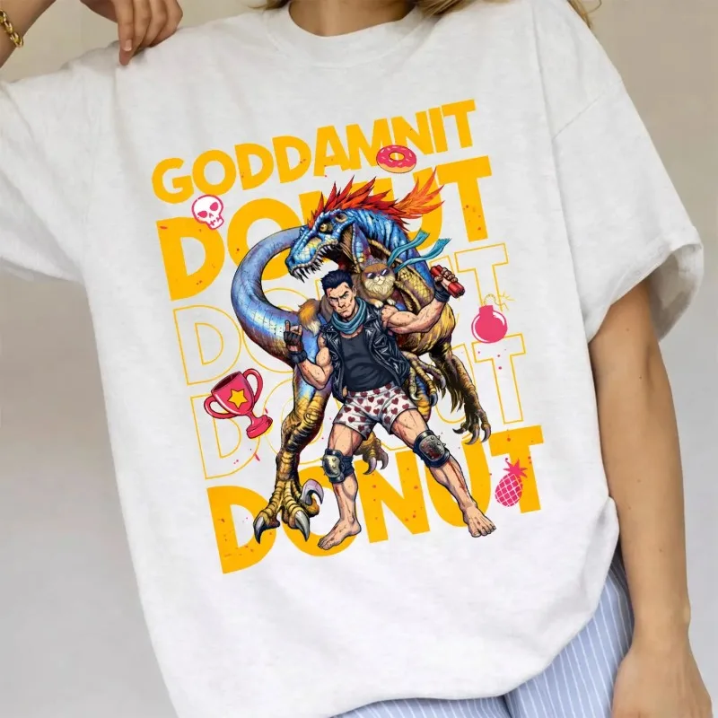 Dungeon Crawler Carl Goddamnit Donut T-Shirt Summer Unisex Men and Women Breathable Cotton T-shirt Top Y2K Streetwear