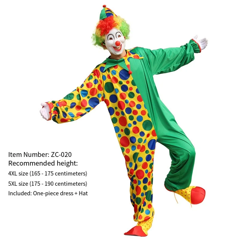 Fashion Halloween Costumes Kids Boy Circus Clown Joker Cosplay Outfits Colorful Fancy Clothes Party Entertaining Dress Up