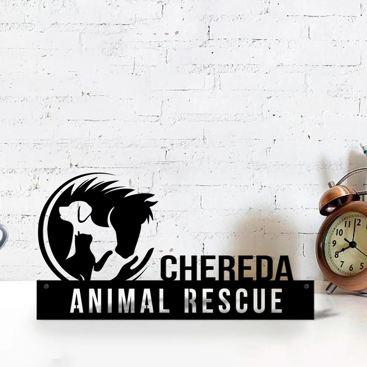 Custom Animal Rescue Desk Name Plate, Animal Rescue Metal Nameplate For Desk, Personalized Name Plate, Desktop Name Plate