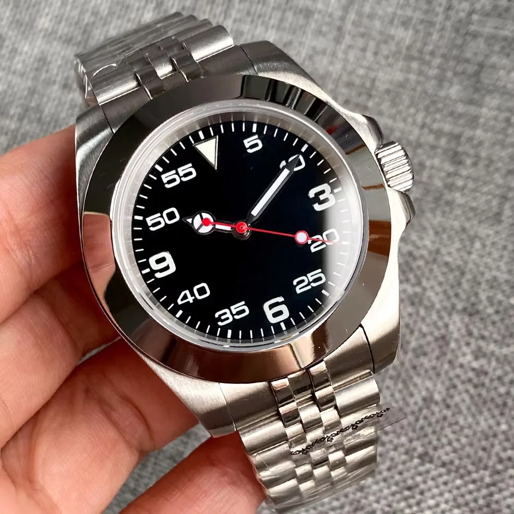 New Polish Bezel Mechanical Watch Men Green/Red Hand Japan NH35A movt 39MM Steel Case Glass Back 904L Bracelet Rejor
