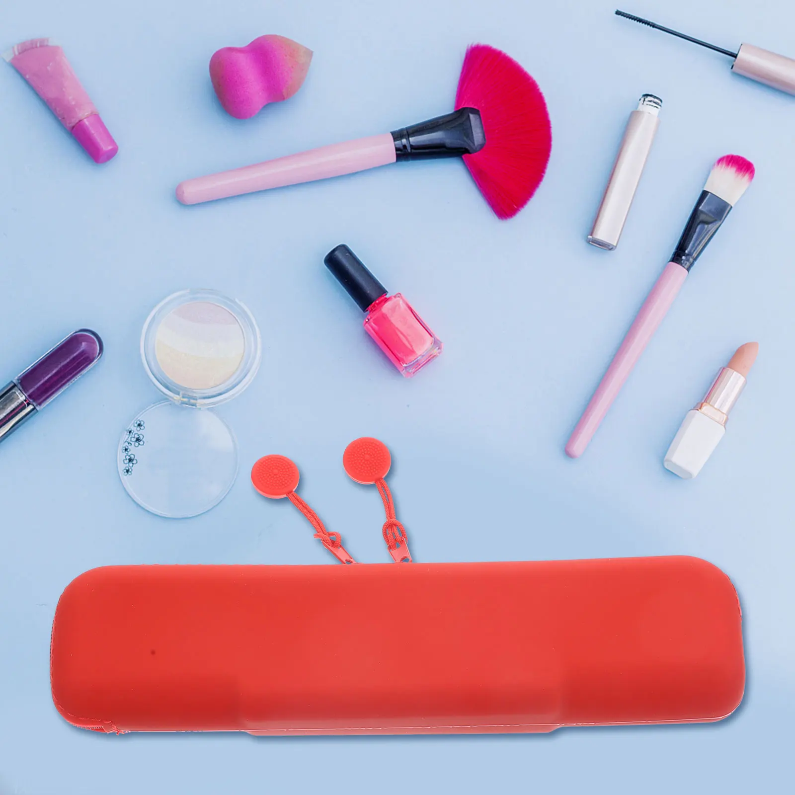 

Silicone Makeup Brush Bag Travel Tool Holder Zipper Storage Pouch Portable Organizer Compact Lightweight For Women