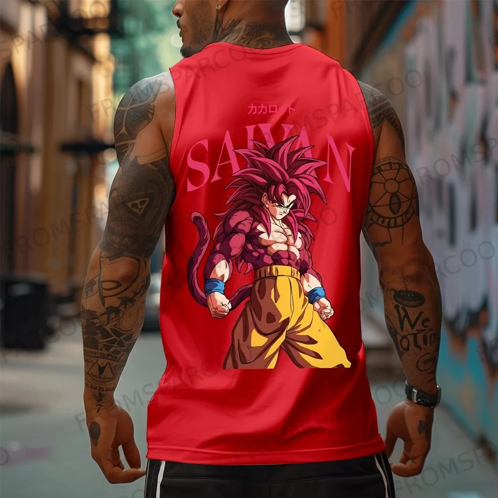 2025 Dragon Ball Anime Goku perifere bedrukte vest, gym heren casual losse sport zomermode puur katoenen vest