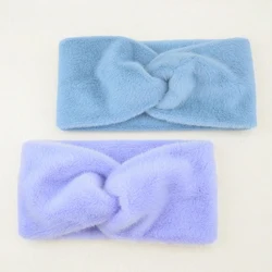 Elegant Women Imitation Mink Velvet Cross Headband Autumn Winter Ear Warmer Head Cover Elastic Hairbands Turban Hair Accessories