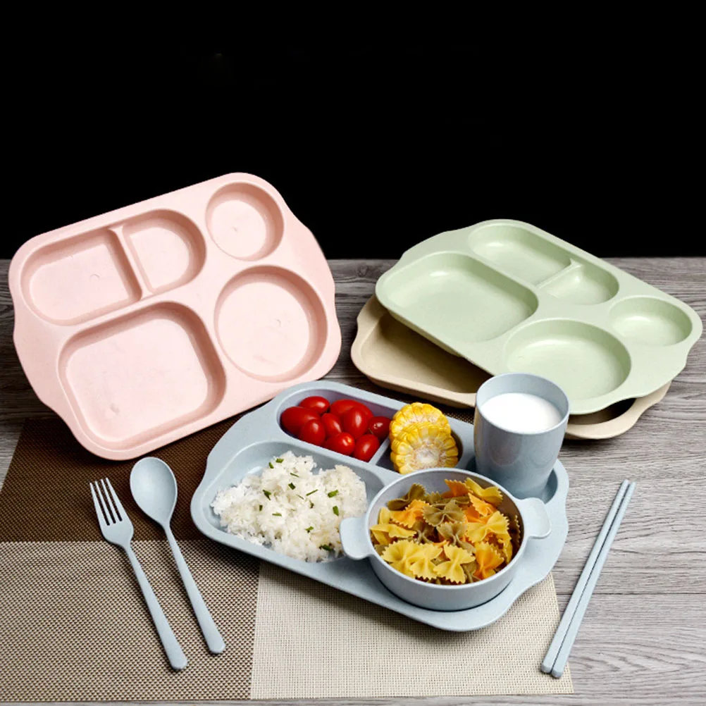 

6 PCS/Set Straw Bowl and Dish Wheat Tableware Kids Scratch-resistant Dinnerware Bowls for Kitchen Dishwasher Safe Rounded Edges