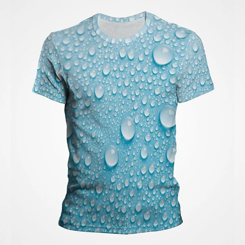 Summer Water Droplet Funny Men T Shirt 3D Water Drop Printed Tee Shirts Kids Fashion Streetwear Short Sleeves Women Cool Clothes