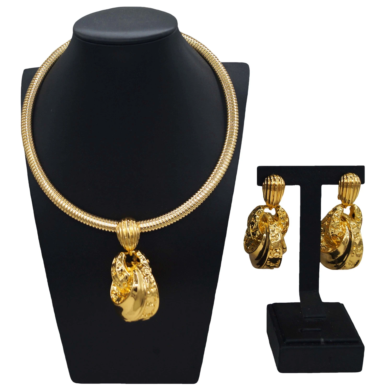 

Yulaili's new hot 24K gold-plated jewelry two-piece set of Nigerian necklace earrings Dubai trend classic ladies party birthday