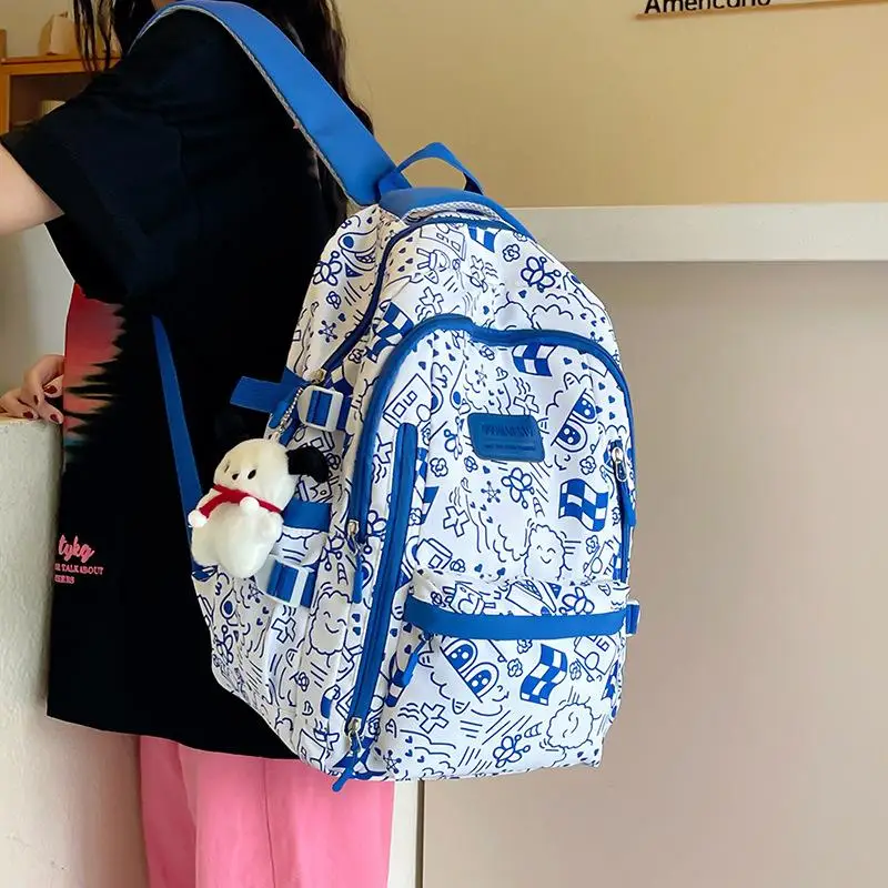 

Middle School Student Girls' Backpack 2025 New Double Shoulder Graffiti Personality Korean Version School Bag Women's Bag
