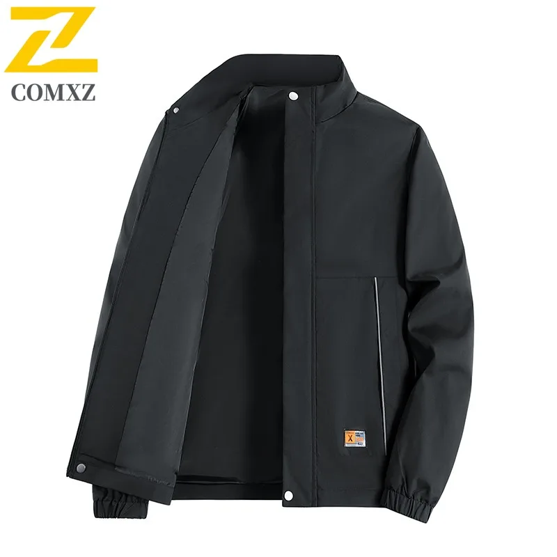 

COMXZ 2025 Мужская флисовая куртка с воротником-стойкой, свободная корейская модная красивая легкая повседневная уличная куртка, осенне-зимняя мода
