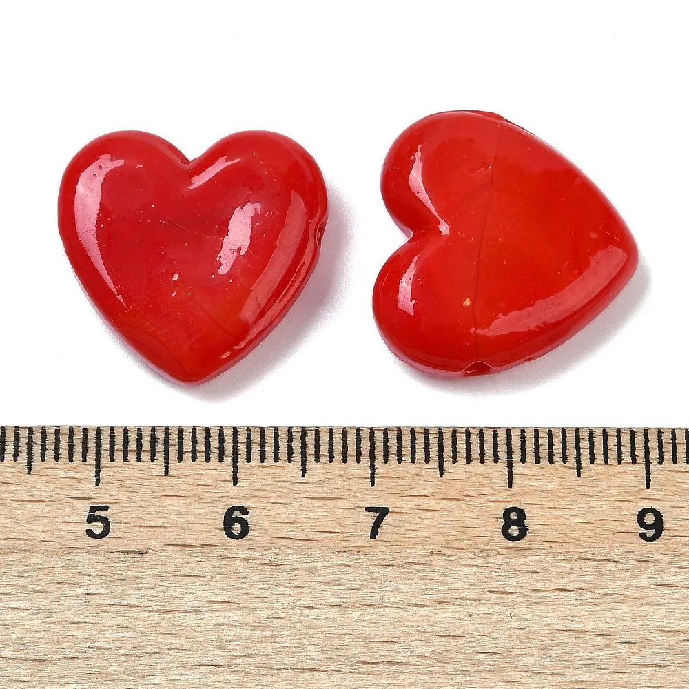10 Stück handgefertigte mehrfarbige Herz-Glasperlen aus Lampwork-Glas, Valentinstagsgeschenk, 19–20 x 6,5–7 mm für die Herstellung von DIY-Schmuck – Detail 17