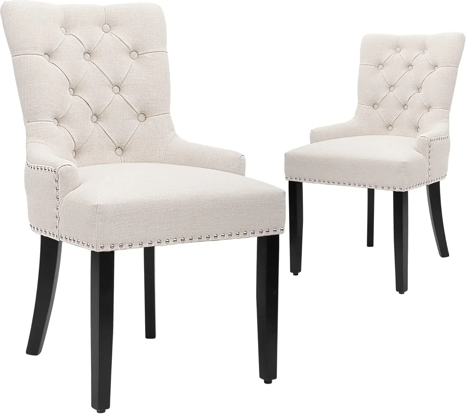 

Modern Elegant Button-Tufted Upholstered Fabric With Nailhead Trim Side Chair for Dining Room Accent Chair for Bedroom